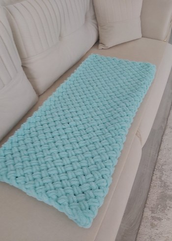 Turkuaz Örgü Çocuk Battaniyesi - Görsel 2