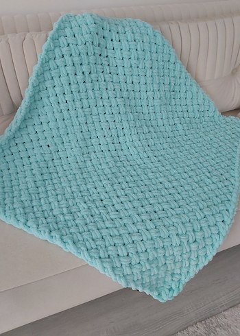 Turkuaz Örgü Çocuk Battaniyesi - Görsel 3