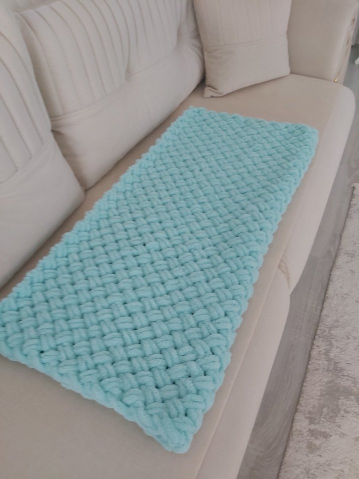 Turkuaz Örgü Çocuk Battaniyesi - Görsel 2