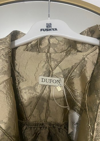 Altın Renk Uzun Keten Kadın ceket - Görsel 3