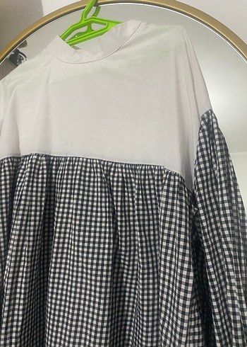 Ekose Desenli Uzun Kollu Salaş Bluzu - Görsel 3