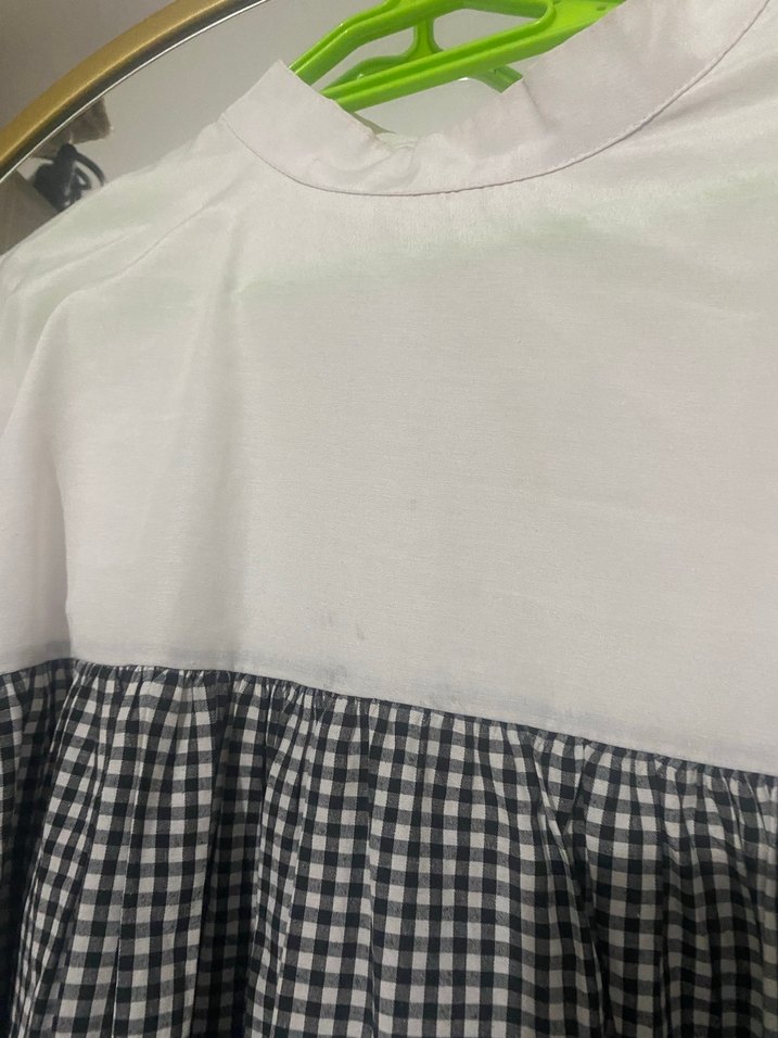 Ekose Desenli Uzun Kollu Salaş Bluzu - Görsel 2