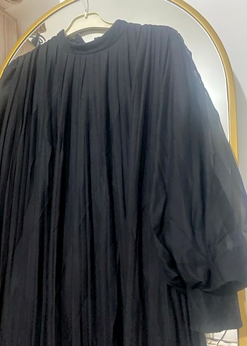Siyah Uzun Drapeli Kadın Elbise - Görsel 2