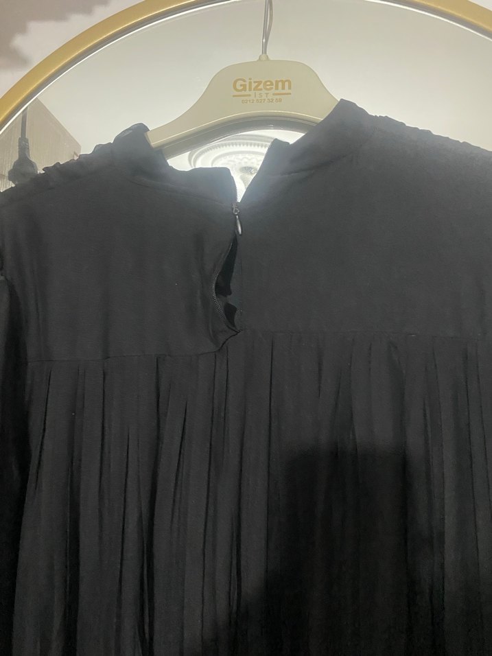 Siyah Uzun Drapeli Kadın Elbise - Görsel 3