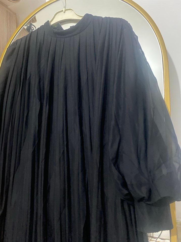 Siyah Uzun Drapeli Kadın Elbise - Görsel 2