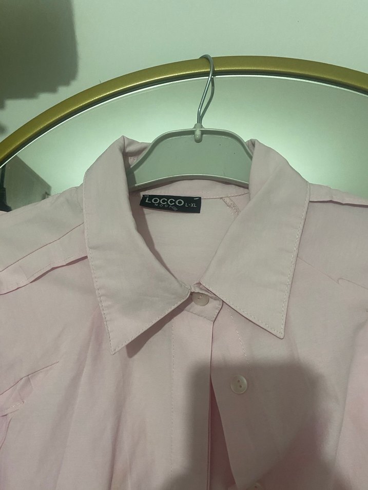 Pembe Uzun Kollu Keten Gömlek - Görsel 2