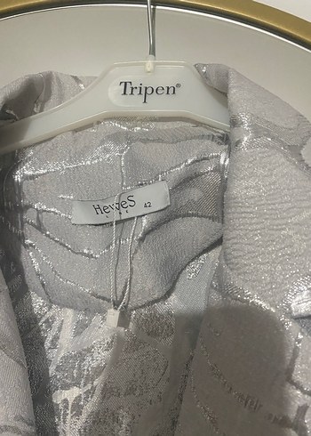 Gri  Kısa Kadın Keten Ceket - Görsel 3