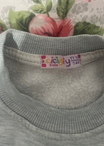 Kız Çocuk Gri Payetli Sweatshirt - Görsel 3