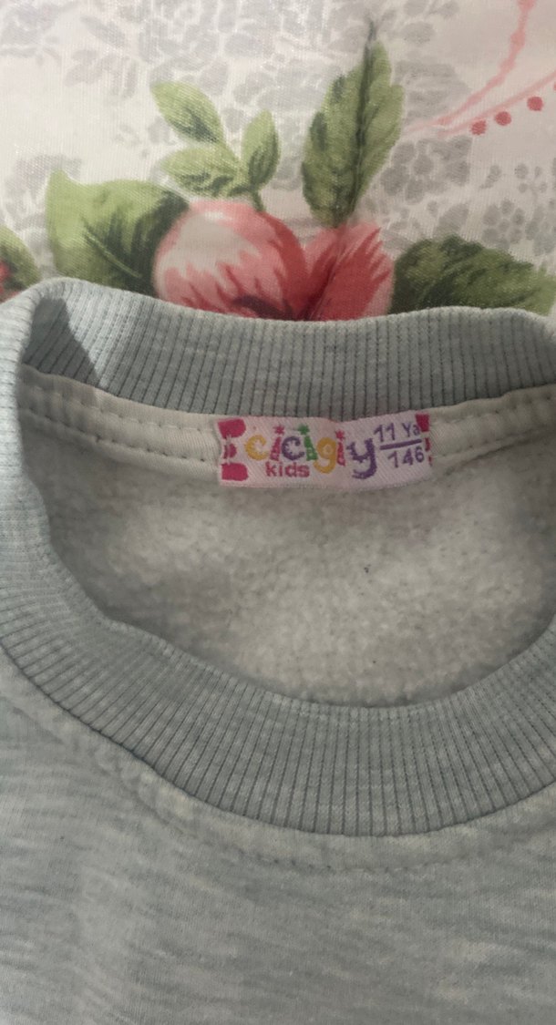 Kız Çocuk Gri Payetli Sweatshirt - Görsel 3