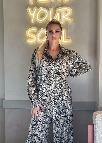 Gri Yılan Desenli Uzun Kollu Kadın Takimi beden L-42 - Görsel 2