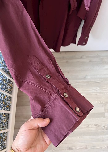 38 Beden Bordo Keten Salaş Midi Kadın Gömlek