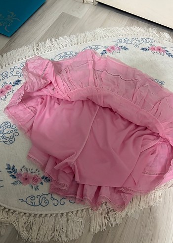Pembe Fırfırlı Mini Etek - Görsel 2