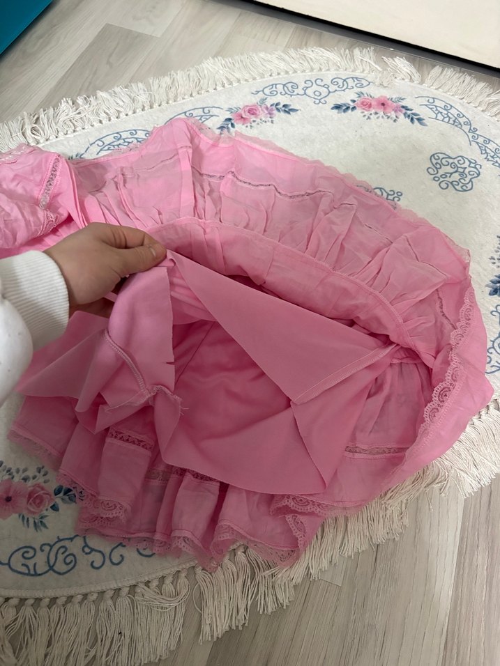 Pembe Fırfırlı Mini Etek - Görsel 3