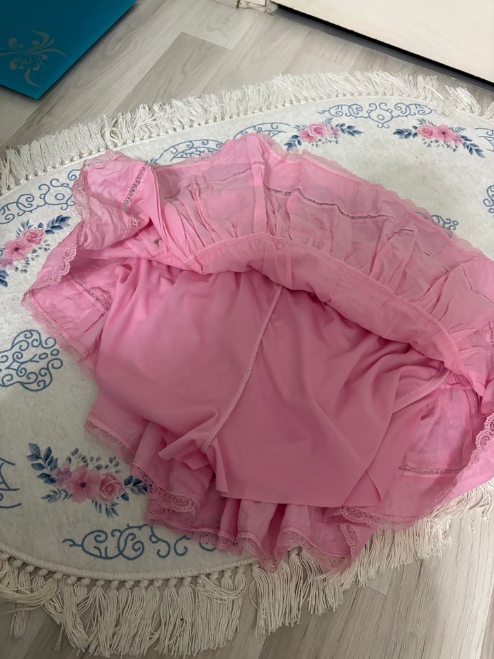 Pembe Fırfırlı Mini Etek - Görsel 2