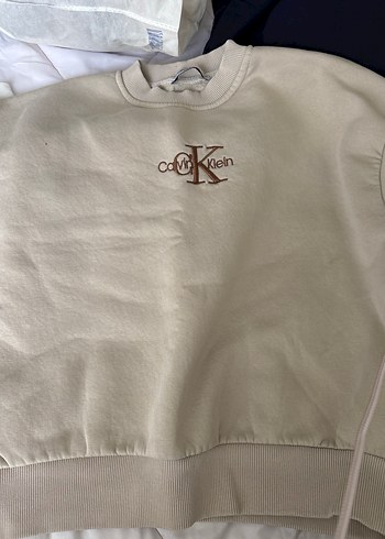 Calvin klein Bej Kadın Sweatshirt Uzun Kollu Rahat Kesim - Görsel 2