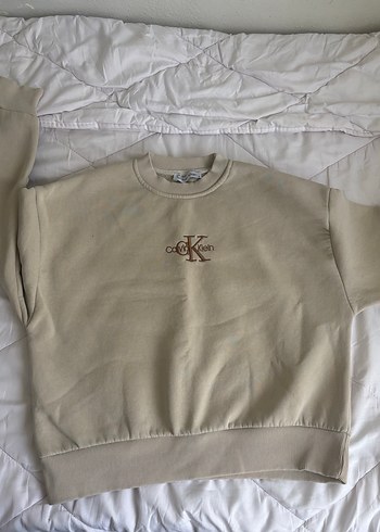 Calvin klein Bej Kadın Sweatshirt Uzun Kollu Rahat Kesim - Görsel 4