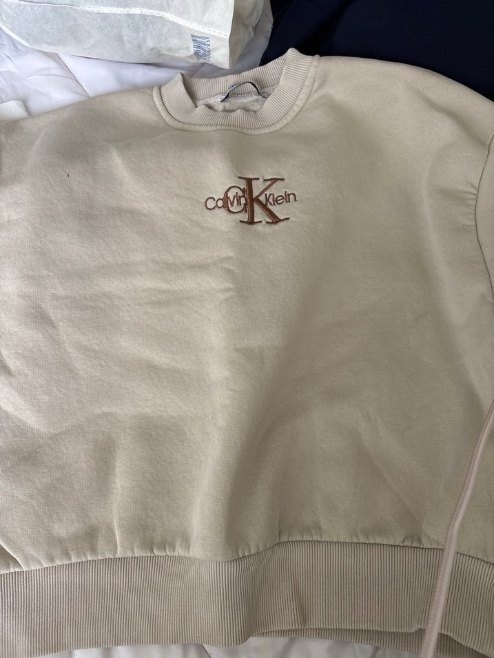 Calvin klein Bej Kadın Sweatshirt Uzun Kollu Rahat Kesim - Görsel 2