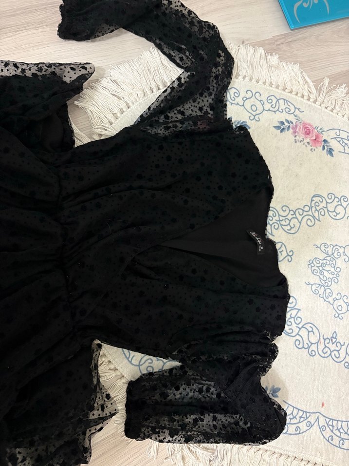 Dantel Detaylı Uzun Siyah Gotik Elbise - Görsel 2