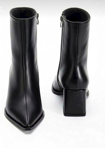 Siyah Deri Stiletto Topuklu Kadın Bot - Görsel 2