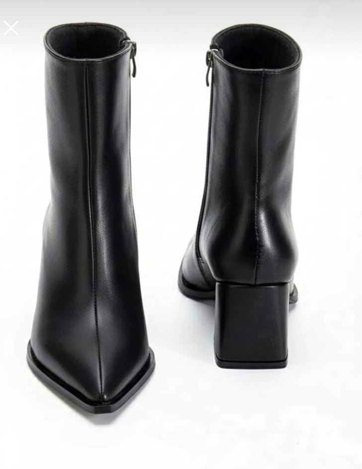 Siyah Deri Stiletto Topuklu Kadın Bot - Görsel 2