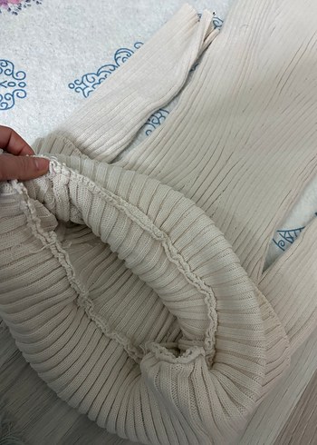 Beyaz Straplez Triko Bohem Elbise - Görsel 3