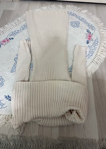 Beyaz Straplez Triko Bohem Elbise - Görsel 2