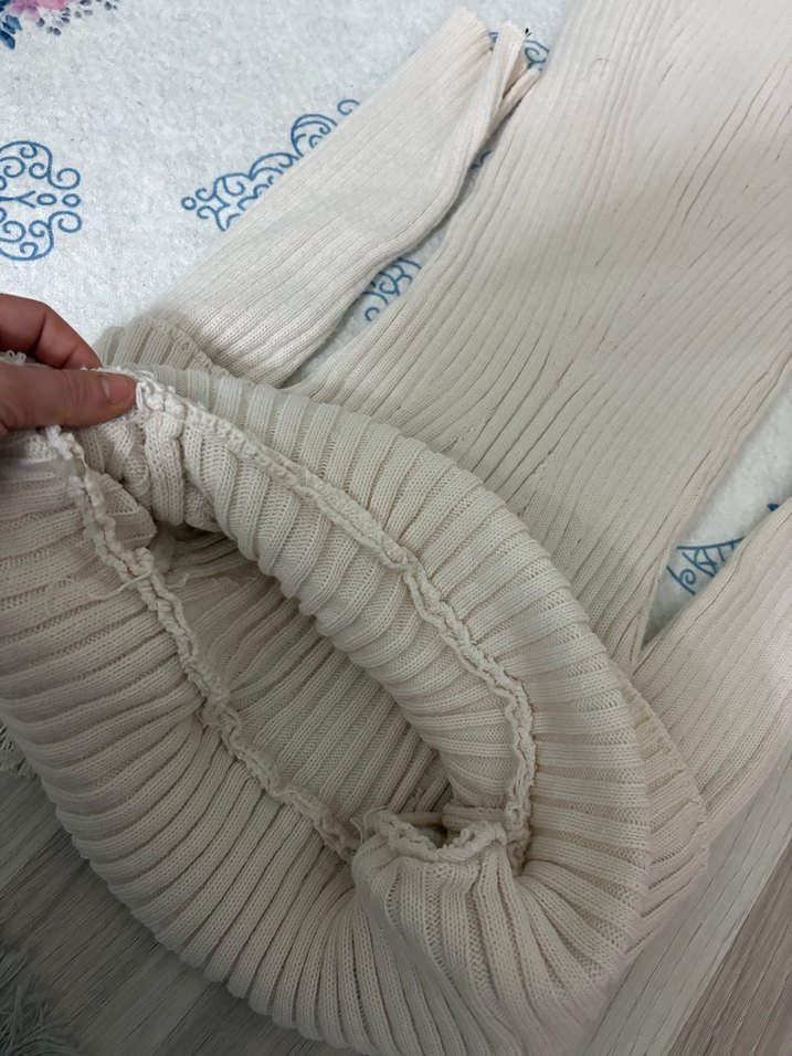 Beyaz Straplez Triko Bohem Elbise - Görsel 3