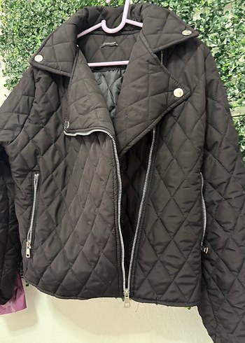 Siyah Fermuarlı Biker Kadın Ceket - Görsel 2