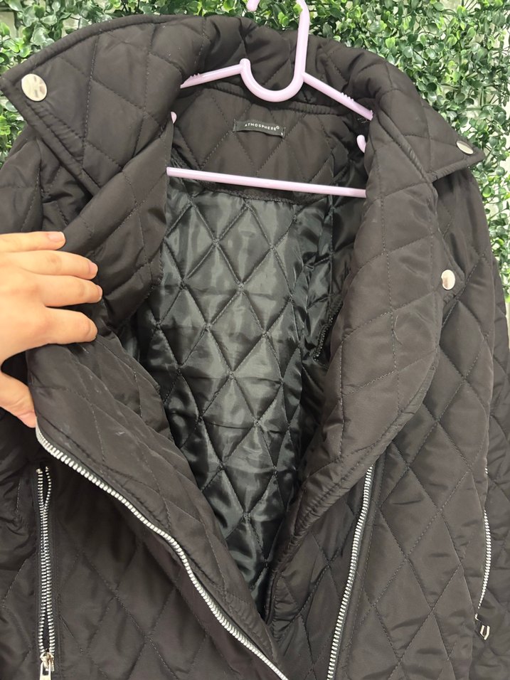 Siyah Fermuarlı Biker Kadın Ceket - Görsel 3