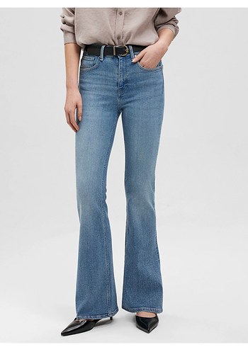 Zara Orta Mavi Yuksek Bel Denim Jean