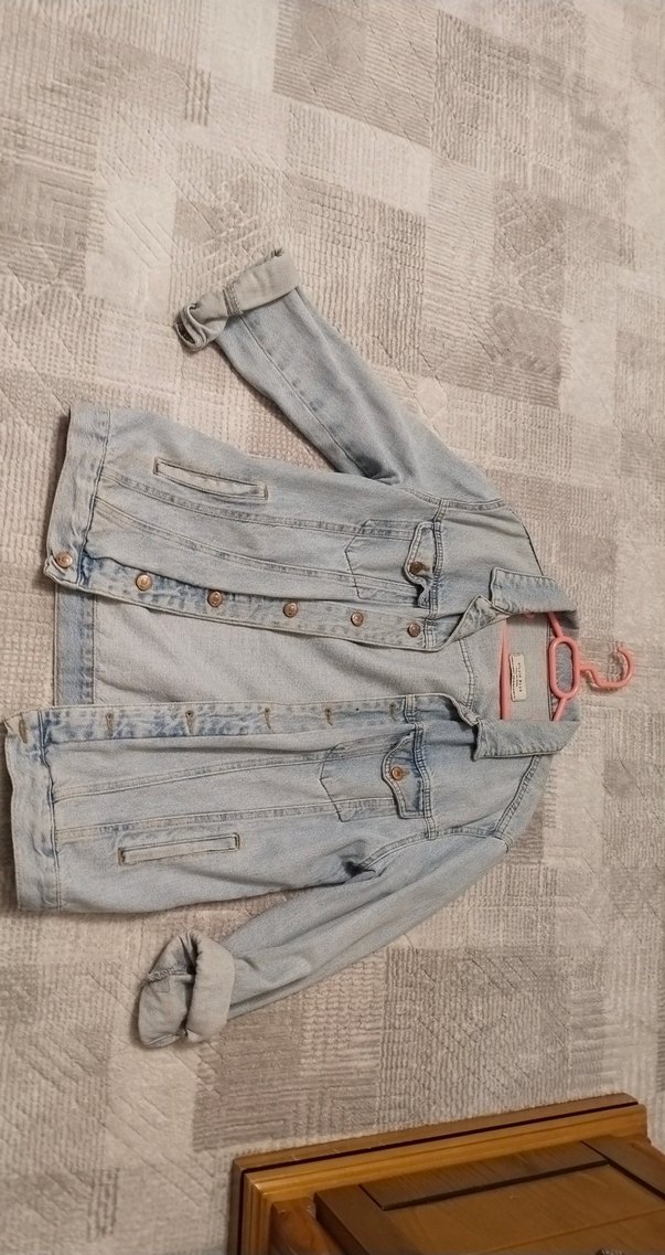 Gri Düğmeli Kadın Denim Ceket - Görsel 2