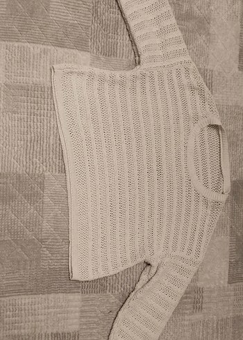 Bej Kadın Triko Uzun Kollu delikli Kazak - Görsel 2