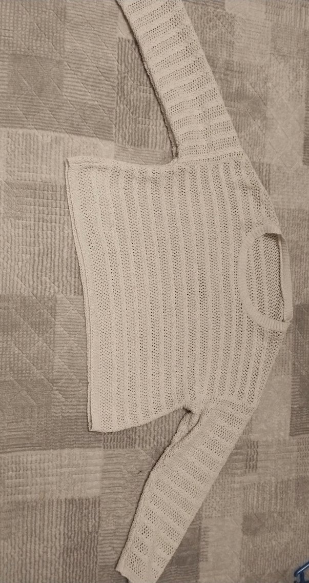 Bej Kadın Triko Uzun Kollu delikli Kazak - Görsel 2