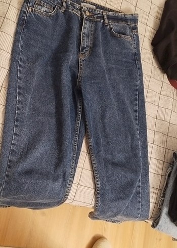 Kadın Gri Mavi Midi Denim Bol Kesim Jean - Görsel 2