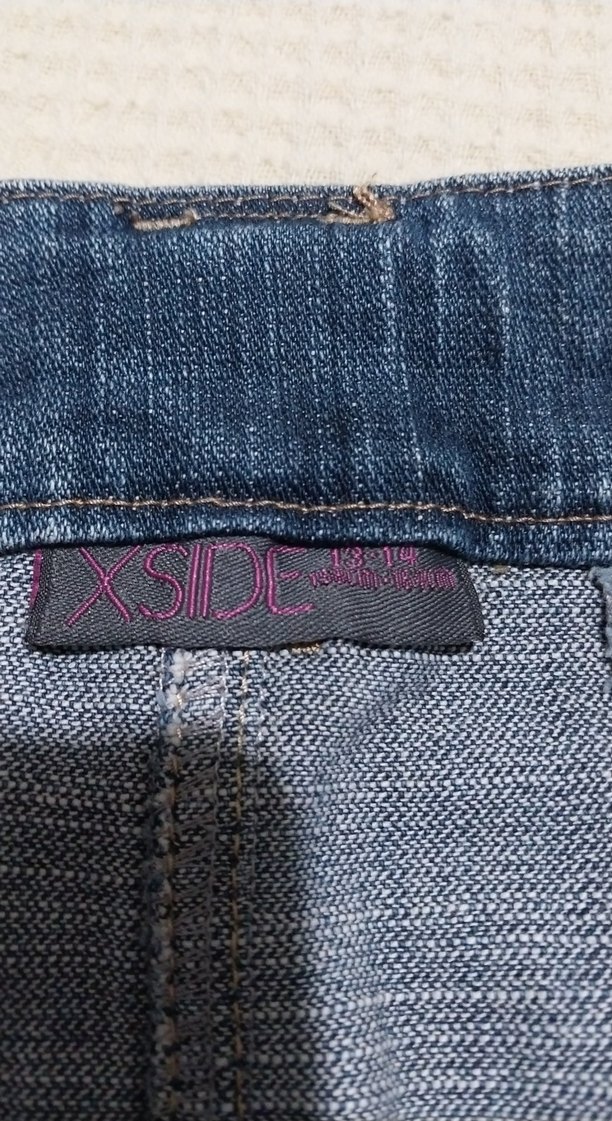 Boncuk Detaylı Nakışlı Mavi Kot Mini Etek - Görsel 5