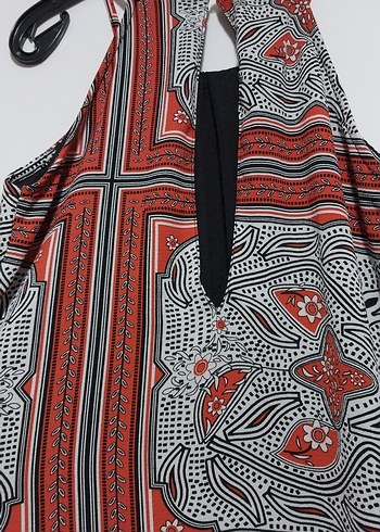 Çok Renkli Bohem Desenli Mini Elbise - Görsel 3