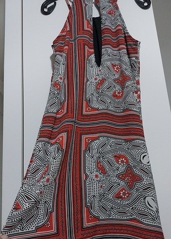 Çok Renkli Bohem Desenli Mini Elbise - Görsel 4