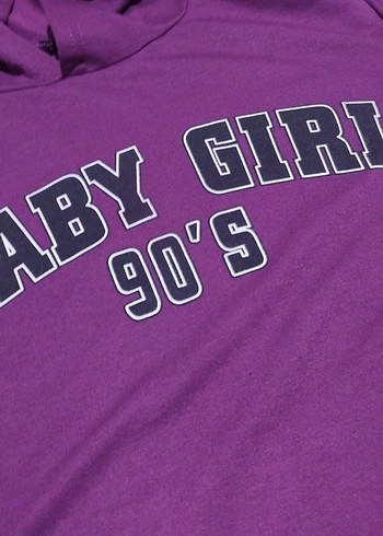 Mor Kapüşonlu Baby Girl 90's Sweatshirt - Görsel 2