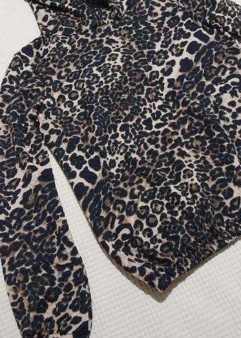 Leopar Desenli Kapüşonlu Sweatshirt - Görsel 3