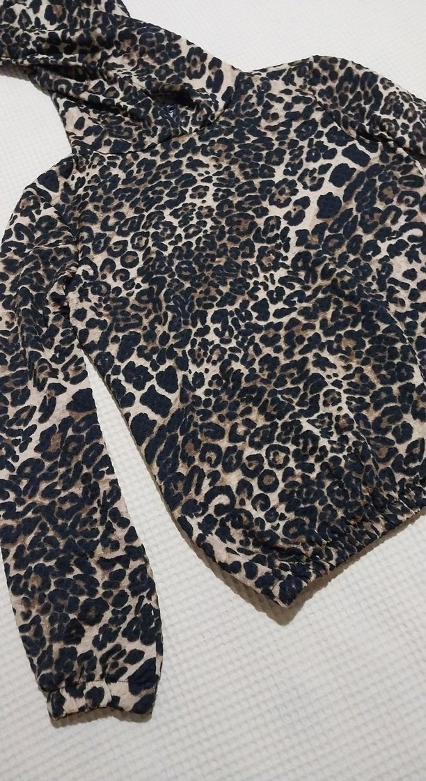 Leopar Desenli Kapüşonlu Sweatshirt - Görsel 3