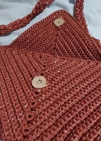 Kiremit El Örgüsü Kadın Çapraz Çanta - Görsel 2