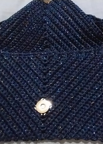 Lacivert Simli El Örgü Kadın Çapraz Çanta - Görsel 3