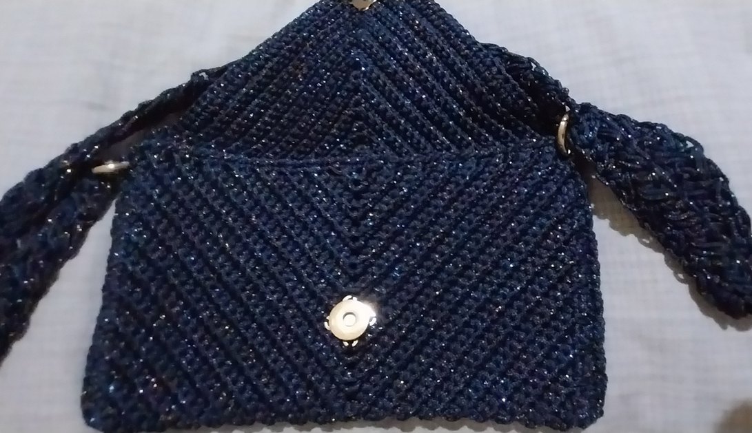 Lacivert Simli El Örgü Kadın Çapraz Çanta - Görsel 3