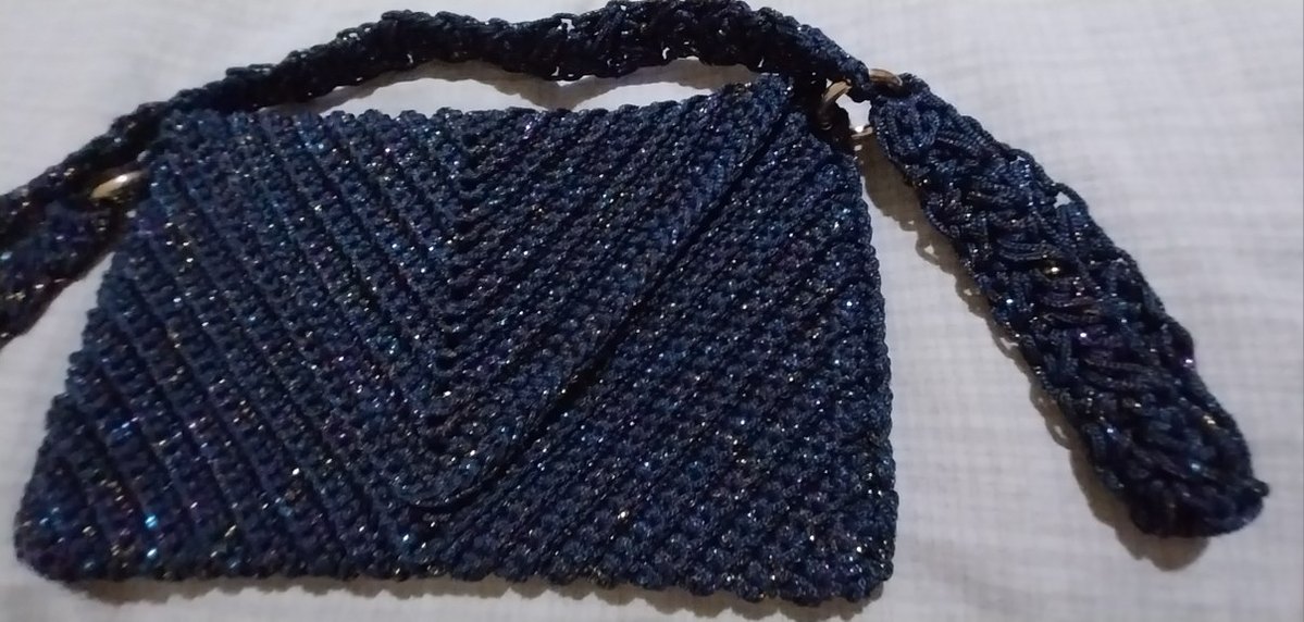 Lacivert Simli El Örgü Kadın Çapraz Çanta - Görsel 2