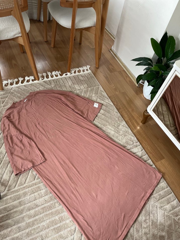 Camel Renkli Midi Boy Salaş Elbise - Görsel 2