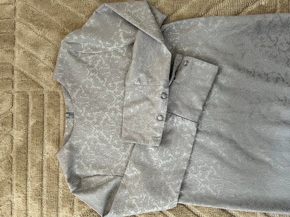 Gri Uzun Kollu Geniş Kesim elbise - Görsel 2