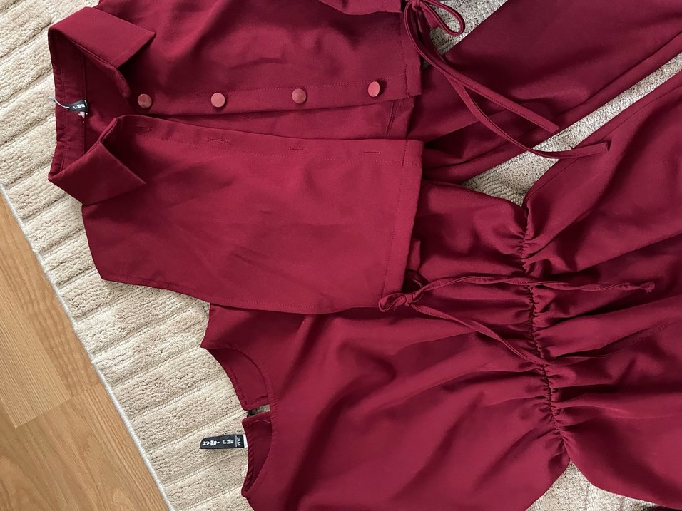 2 kombin olabilecek borda elbise - Görsel 3