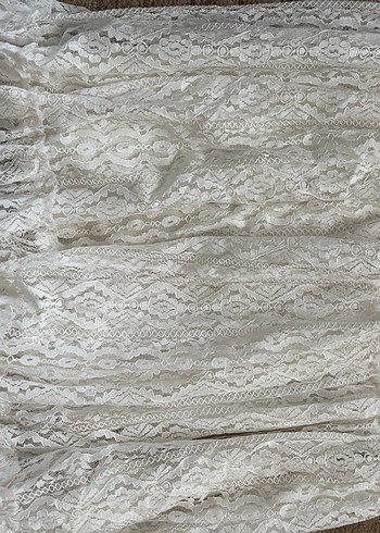 Dantel Detaylı Beyaz Bohem Midi Tesettür Elbise - Görsel 5