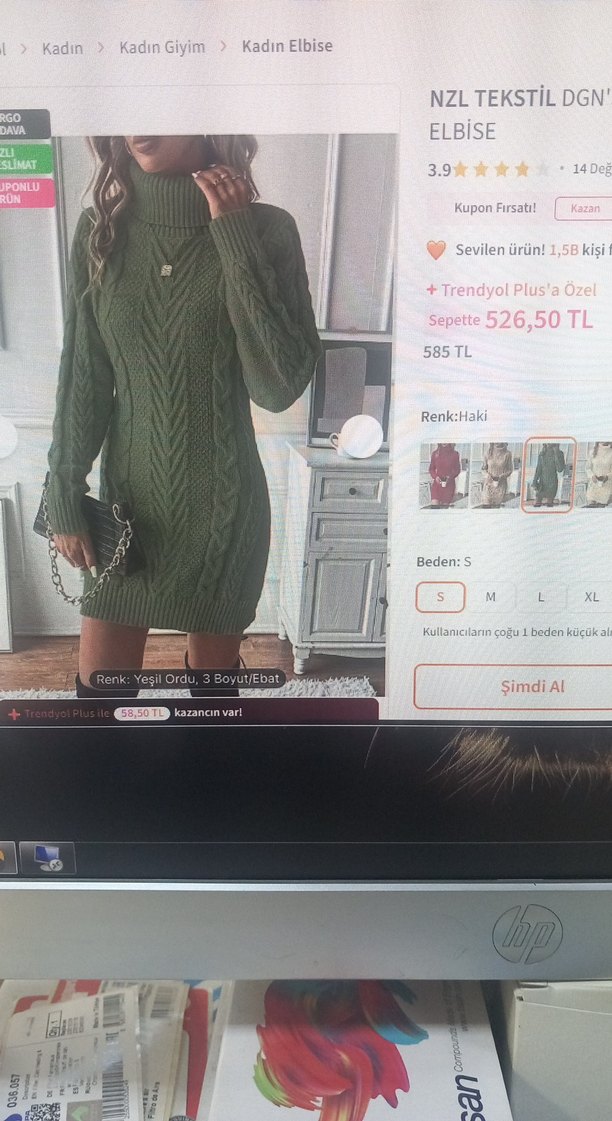 Örgü Fitilli Kısa Kadın Kazak Elbise - Görsel 2