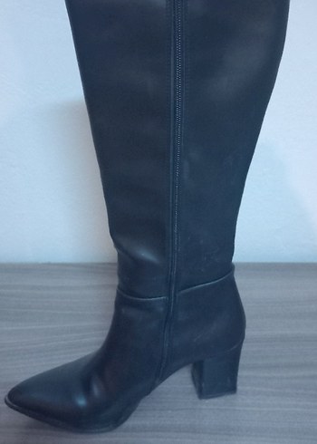 Limoya Siyah Kadın Dizüstü Topuklu Çizme - Görsel 2